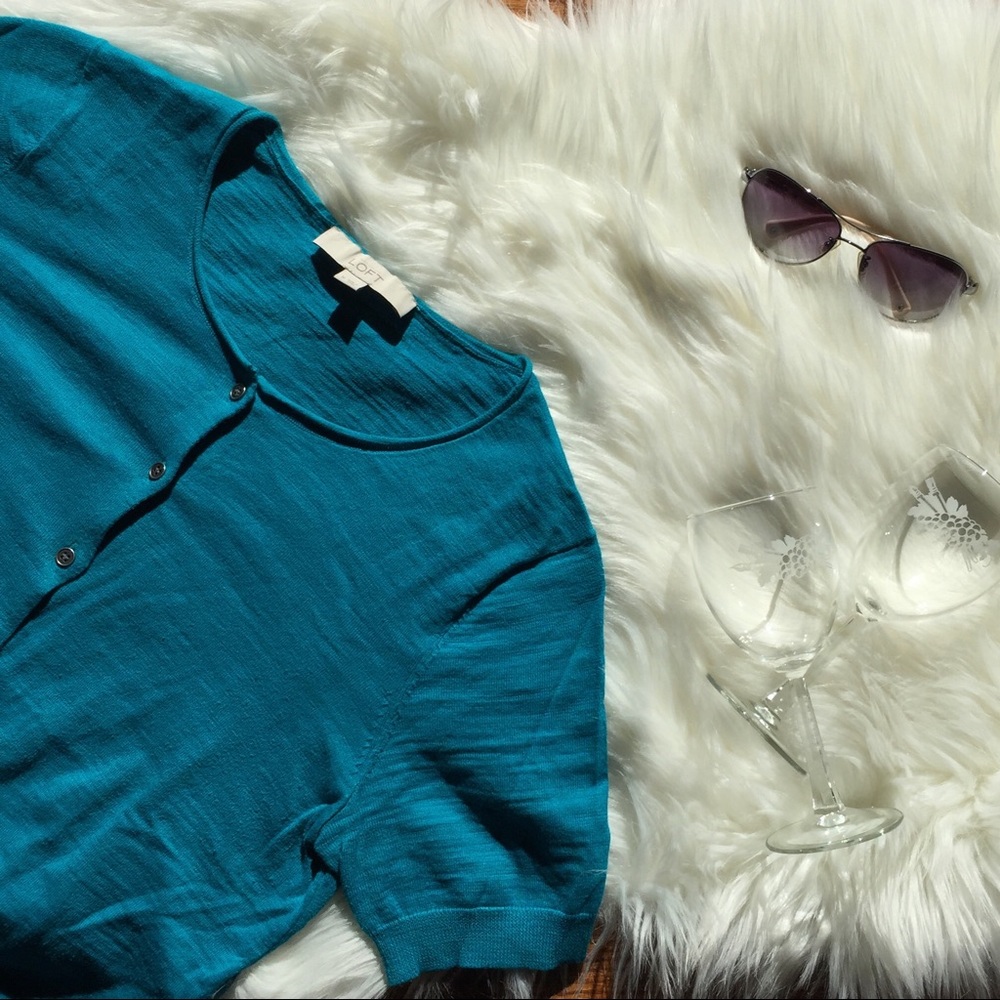 LOFT Teal Cardigan Sweater
